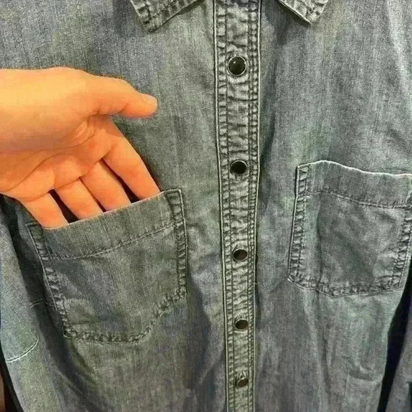 Talbots Women’s Classic Cotton Shirt Denim Blue Button Down Plus Petite Size XP - Picture 7 of 9